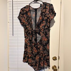 Windsor Black and Orange Paisley Backless Dress